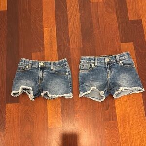Cat & Jack Frayed Hem Blue Denim shorts - 2 pairs 6/7 and 8.